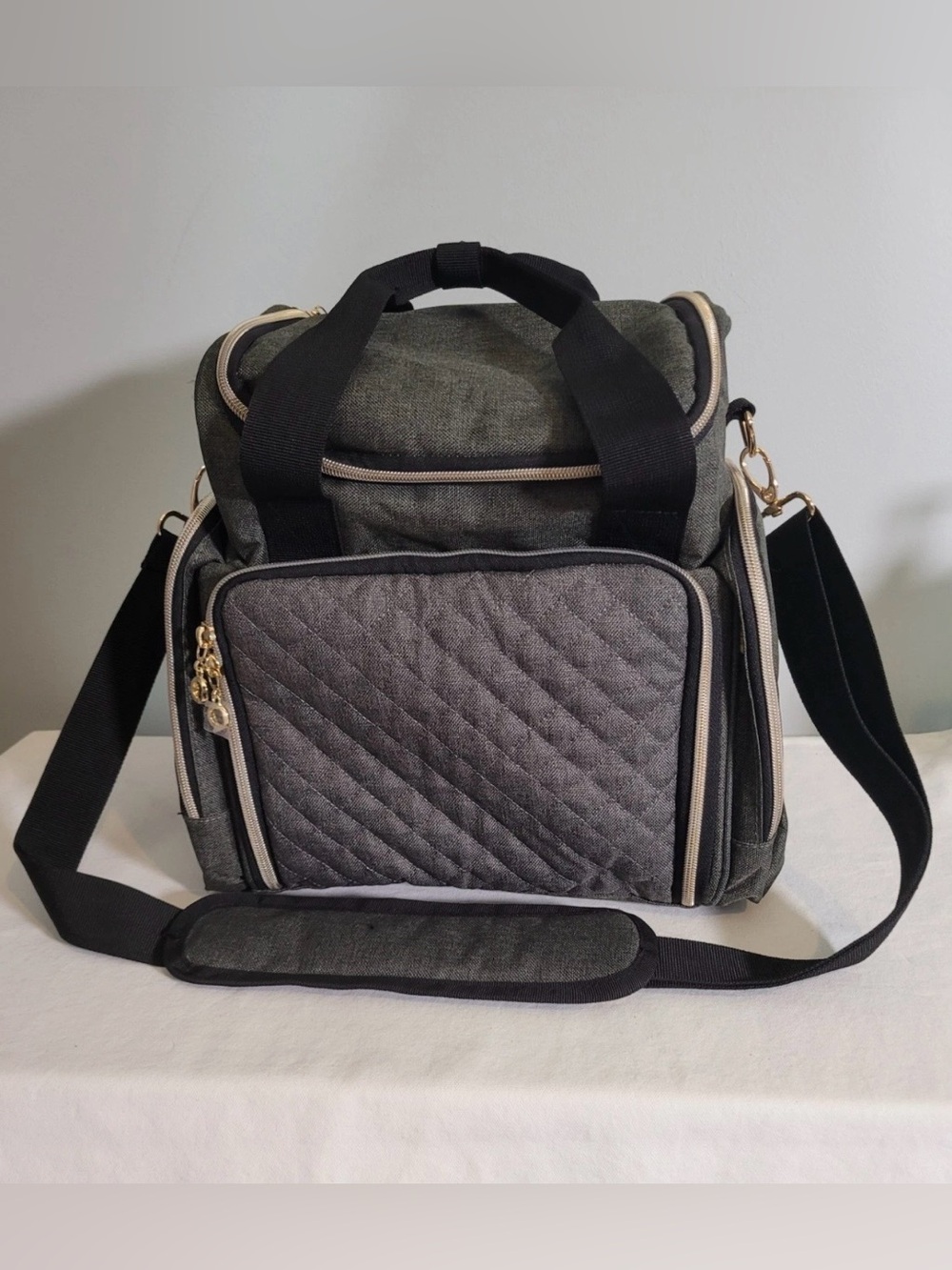 Luxja Gray Diaper Bag Travel Organizer Cooler with Pockets